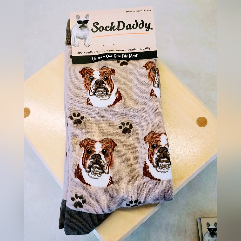 SOCK DADDY SOFT COMBED COTTON UNISEX ONE SIZE FITS MOST BULLDOG PATTERN SOCKS